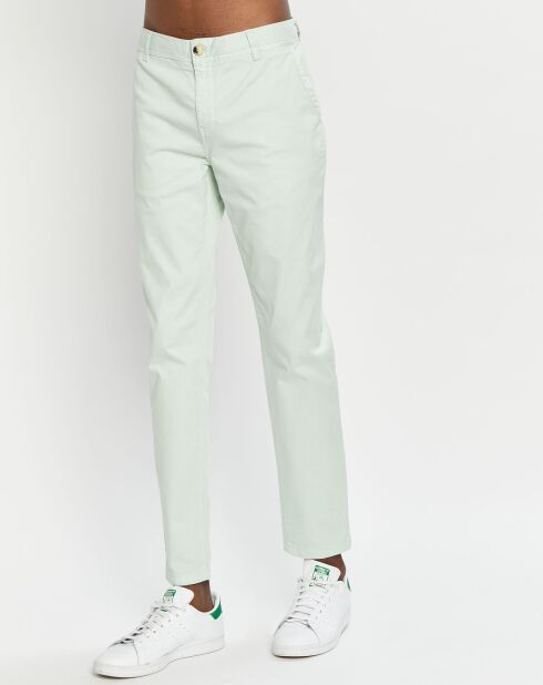 Pantalon en Coton Bio mélangé Chino Slim Fit Mott vert d'eau