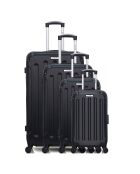 4 Miami-M 75/65/55/46 cm zwarte eenpersoons koffers met 4 wielen