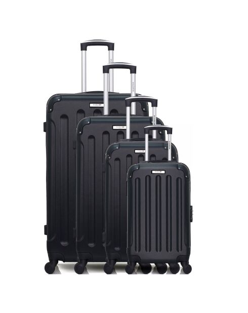 4 schwarze 4-Rad-Einzelkoffer Miami-M 75/65/55/46 cm