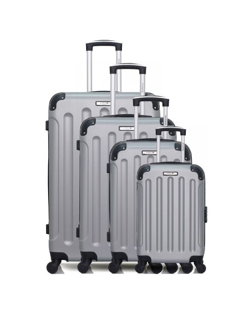 4 Koffer 4 Räder einfach Miami-M 75/65/55/46 cm dunkelgrau