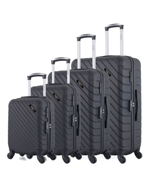 4 schwarze einfache 4-Rad-Koffer Cité-M 42/55/65/75 cm