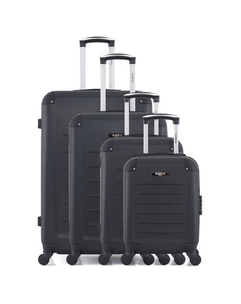 4 schwarze Opera-M 75/65/55/42 cm Einzelkoffer mit 4 Rädern