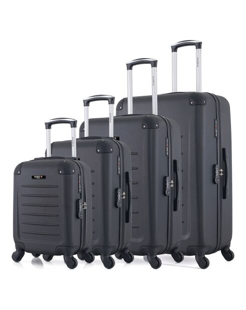 4 schwarze Opera-M 75/65/55/42 cm Einzelkoffer mit 4 Rädern