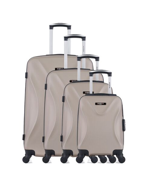 4 eenpersoons koffers met 4 wielen Garibaldi-M 75/65/55/42 cm beige