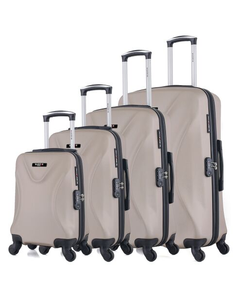 4 eenpersoons koffers met 4 wielen Garibaldi-M 75/65/55/42 cm beige