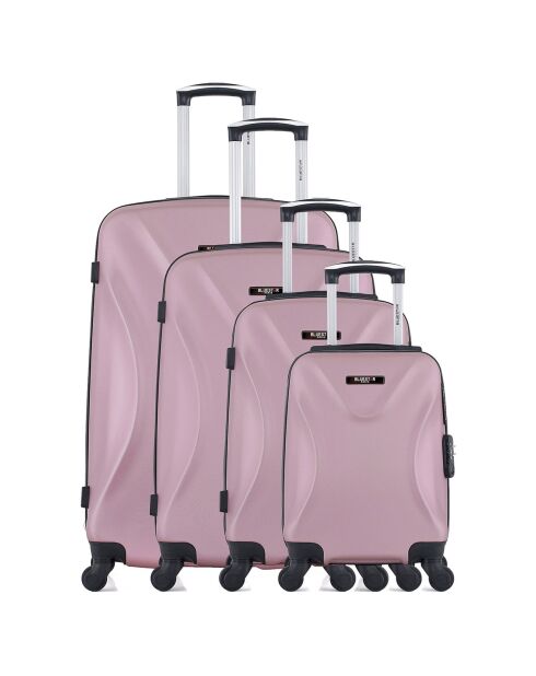 4 eenvoudige koffers met 4 wielen Garibaldi-M 75/65/55/42 cm roségoud