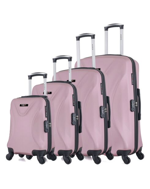 4 eenvoudige koffers met 4 wielen Garibaldi-M 75/65/55/42 cm roségoud