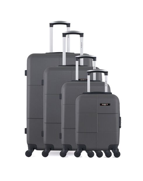 4 Koffer 4 Räder einfach Miami-M 46/55/65/75 cm dunkelgrau