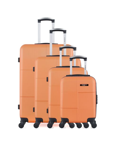 4 Koffer 4 Räder einfach Miami-M 46/55/65/75 cm orange