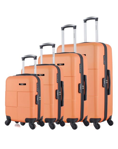 4 Koffer 4 Räder einfach Miami-M 46/55/65/75 cm orange