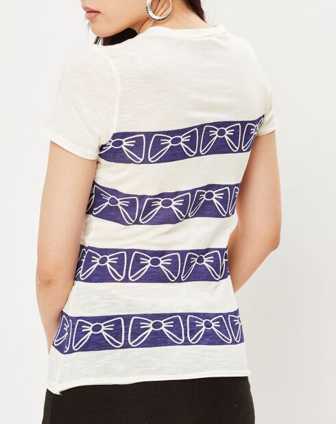 T-shirt Tancrede a righe con fiocco avorio/blu