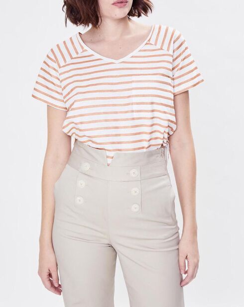 T-Shirt Tavola rayé blush/blanc