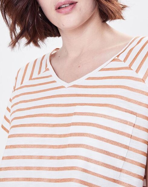T-Shirt Tavola rayé blush/blanc