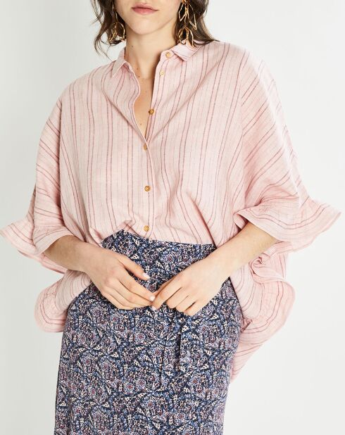 Chemise en Lin mélangé Chiquita à rayures  rose pâle