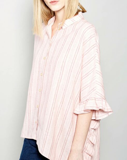 Chemise en Lin mélangé Chiquita à rayures  rose pâle