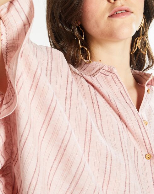 Chemise en Lin mélangé Chiquita à rayures  rose pâle