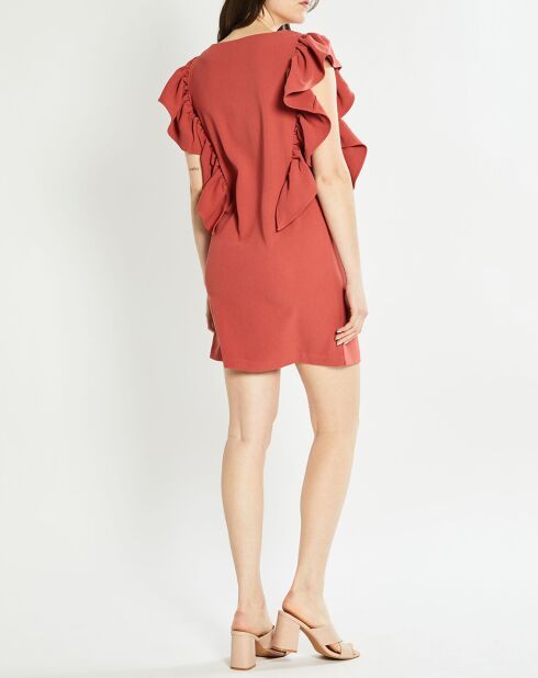 Rayan-Kleid mit Terrakottarüschen