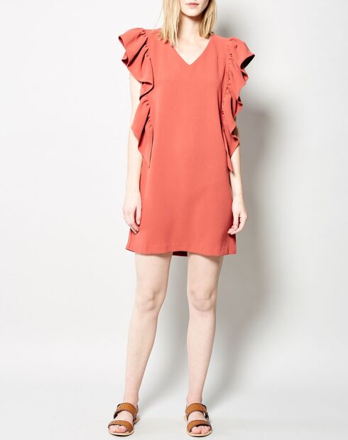 Rayan-Kleid mit Terrakottarüschen