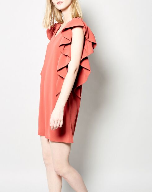 Rayan-Kleid mit Terrakottarüschen