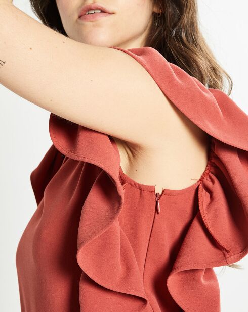 Rayan-Kleid mit Terrakottarüschen