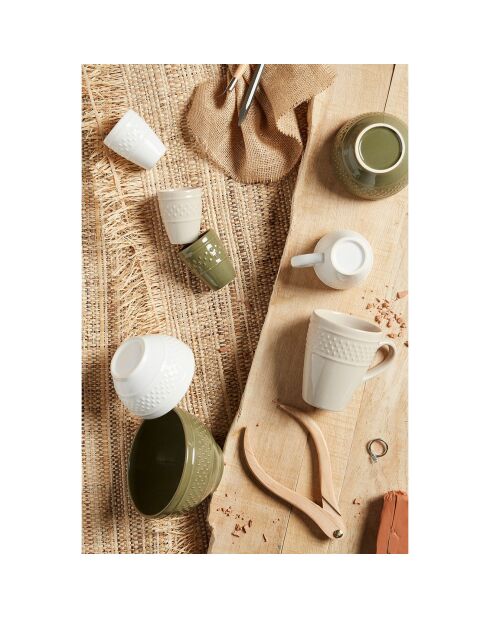 12 piatti in terracotta con chicchi di riso bianchi - D.22 cm