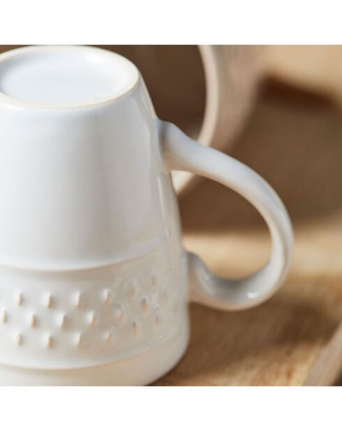 12 piatti in terracotta con chicchi di riso bianchi - D.22 cm