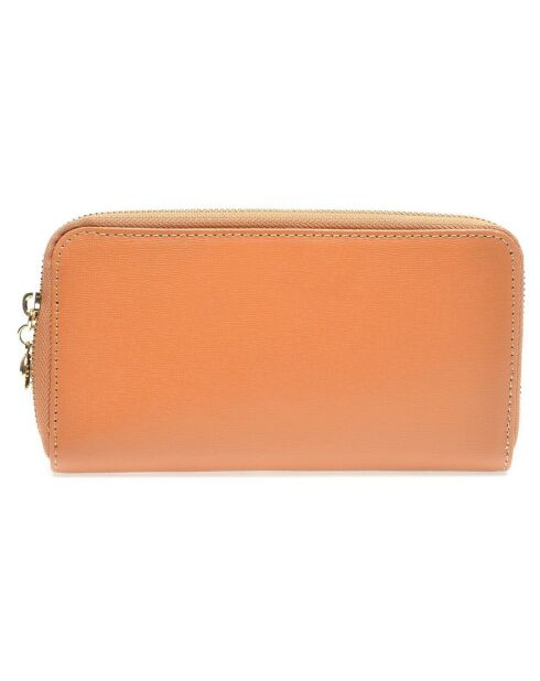 Portefeuille en Cuir Lucie cognac 11x20x2.5 cm
