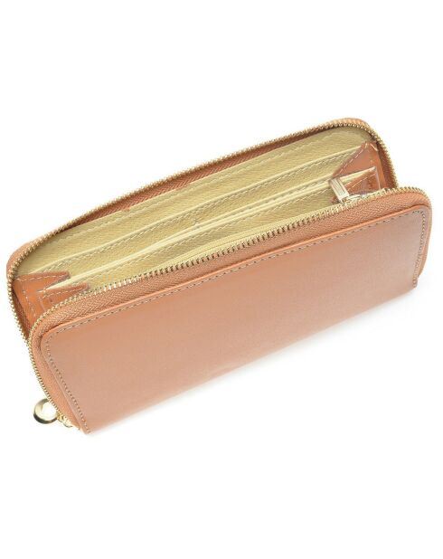 Portefeuille en Cuir Lucie cognac 11x20x2.5 cm