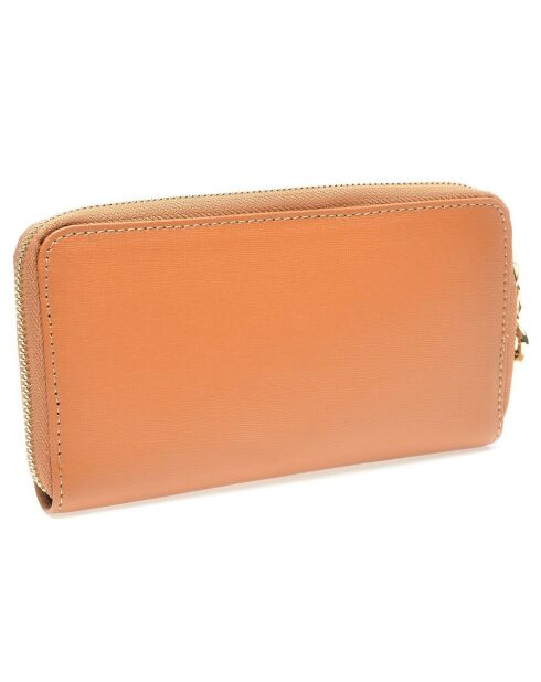 Portefeuille en Cuir Lucie cognac 11x20x2.5 cm