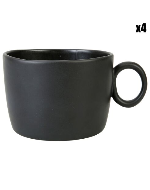 4 Tasses en Grès Jumbo Rondo noirs - 61cl