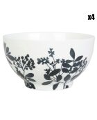 4 Bols en Porcelaine Ombres Bucoliques blanc/noir - 61cl