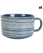 4 Grandes Tasses en Grès Jumbo Suivez l'artiste bleues - 63cl