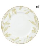 6 Assiettes plates en Grès Sur la branche blanches - D.27.7 cm