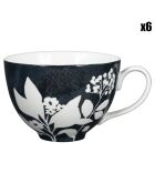 6 Tasses en Porcelaine Ombre Bucoliques blanc/noir - 22cl