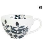 6 Tasses à café en Porcelaine Ombre Bucoliques blanc/noir - 9cl