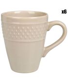 6 Mugs en Faïence Grain de riz taupe - 35cl