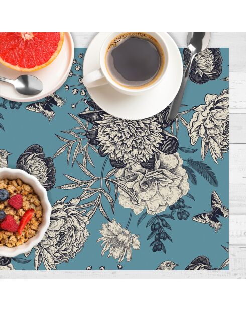 4 rechteckige Vogel-Tischsets 6 mehrfarbig - 30x45 cm