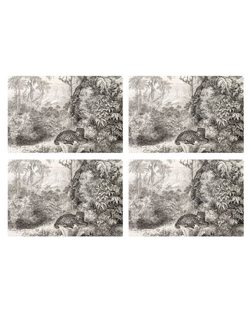 4 tovagliette rettangolari leopardate multicolori - 30x45 cm