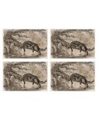 4 tovagliette rettangolari leopardate color seppia - 30x45 cm