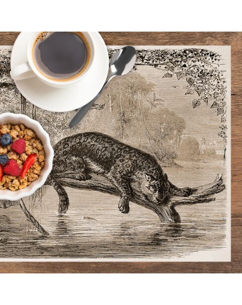 4 tovagliette rettangolari leopardate color seppia - 30x45 cm