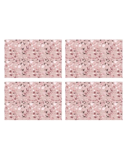 4 Sets de table rectangulairess marbre  roses - 30x45 cm