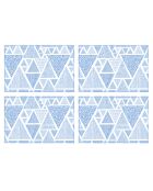 4 rechthoekige blauwe geometrische zeeplacemats - 30x45 cm