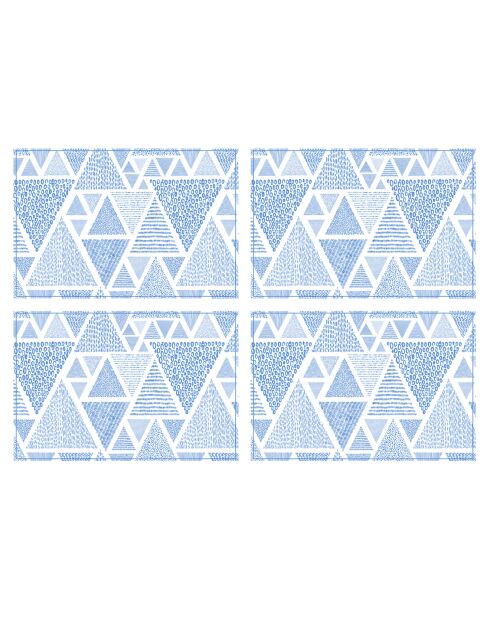 4 rechthoekige blauwe geometrische zeeplacemats - 30x45 cm
