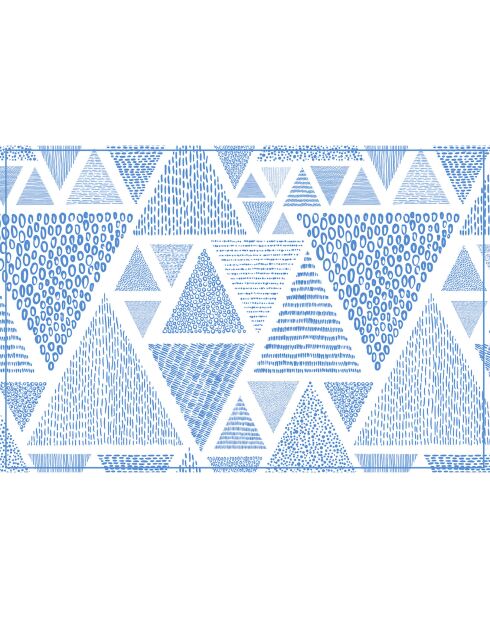 4 rechthoekige blauwe geometrische zeeplacemats - 30x45 cm