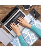 4 rechthoekige blauwe geometrische zeeplacemats - 30x45 cm