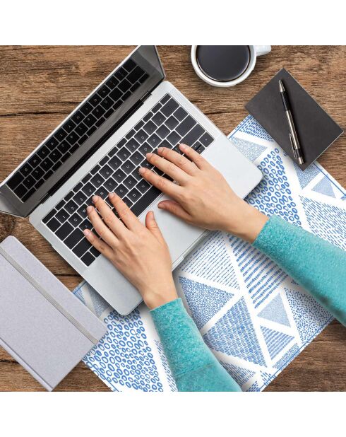 4 rechthoekige blauwe geometrische zeeplacemats - 30x45 cm