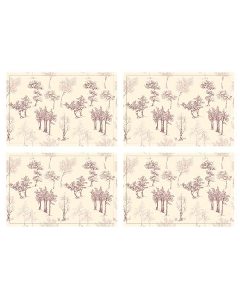 4 Sets de table rectangulaires Arbres rouges - 30x45 cm