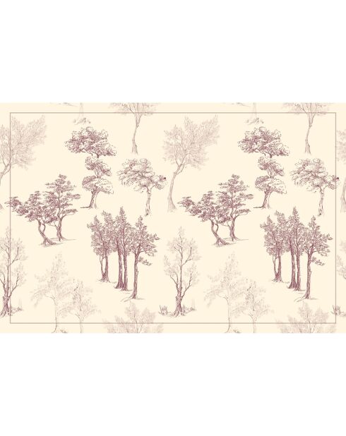 4 Sets de table rectangulaires Arbres rouges - 30x45 cm