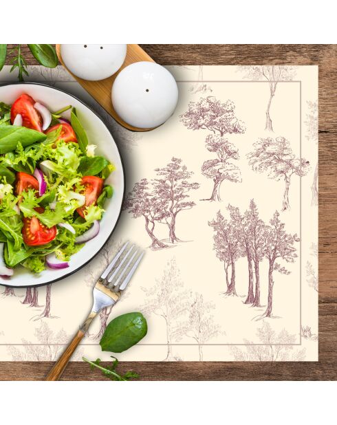 4 Sets de table rectangulaires Arbres rouges - 30x45 cm