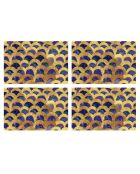 4 rechthoekige placemats deluxe 1 veelkleurig - 30x45 cm